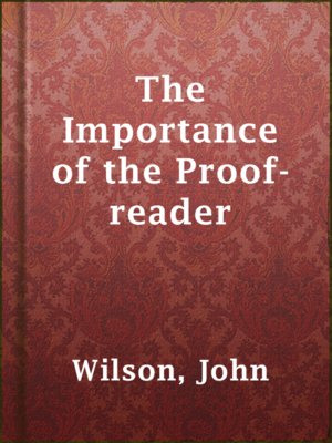 cover image of The Importance of the Proof-reader